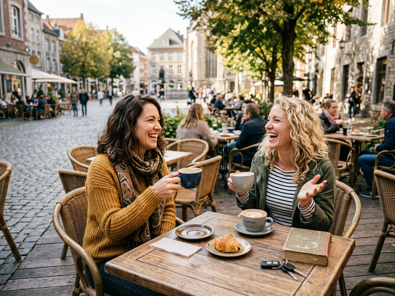 Laughter shared over coffee